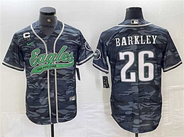 Men's Philadelphia Eagles #26 Saquon Barkley Gray Camo With 3-star C Patch Cool Base Baseball Stitched Jersey,We sell and wholesale Men's Philadelphia Eagles #26 Saquon Barkley Gray Camo With 3-star C Patch Cool Base Baseball Stitched Jersey on line form chian!